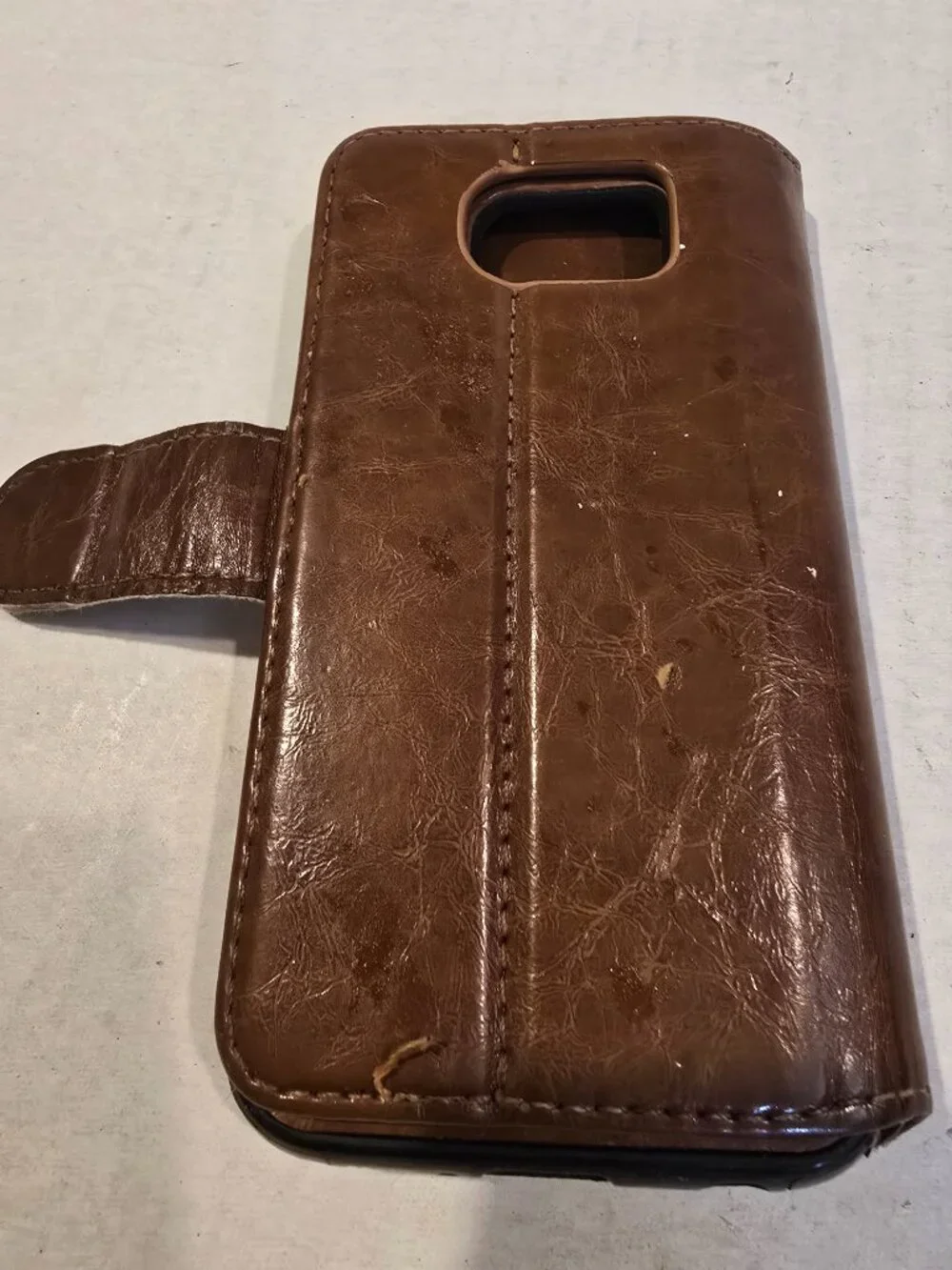 Phone Case Brown Leather Magnetic Closure Wallet Credit Cards 3